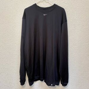 Vintage Nike Basketball Shirt Men’s 2XL Black Mesh Long Sleeve Center Check Y2K